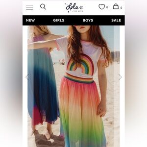 OMBRE PLEATED RAINBOW MIDI SKIRT (M)